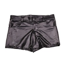 Shorts Faux Latex Sexy Homme Spandex Noir Coupe Slim Club