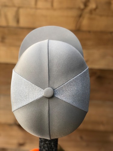 Horse Riding hat silk silver Grey glitz fur Pom, Wool Or Button Top - Picture 3 of 19