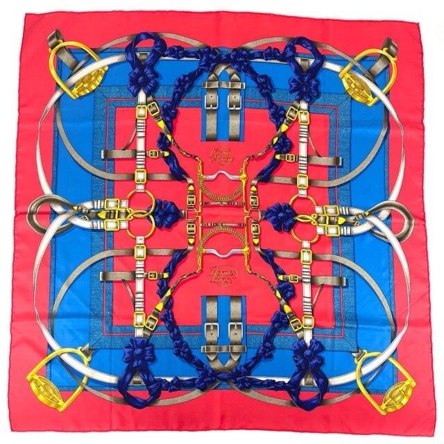 HERMES Grand Manege Detail Carre 90 Multicolor Silk 100