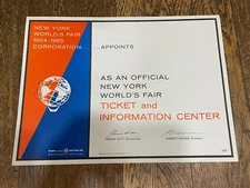 1964 1965 New York World's Fair Ticket / Information Center Sign / Poster Vtg