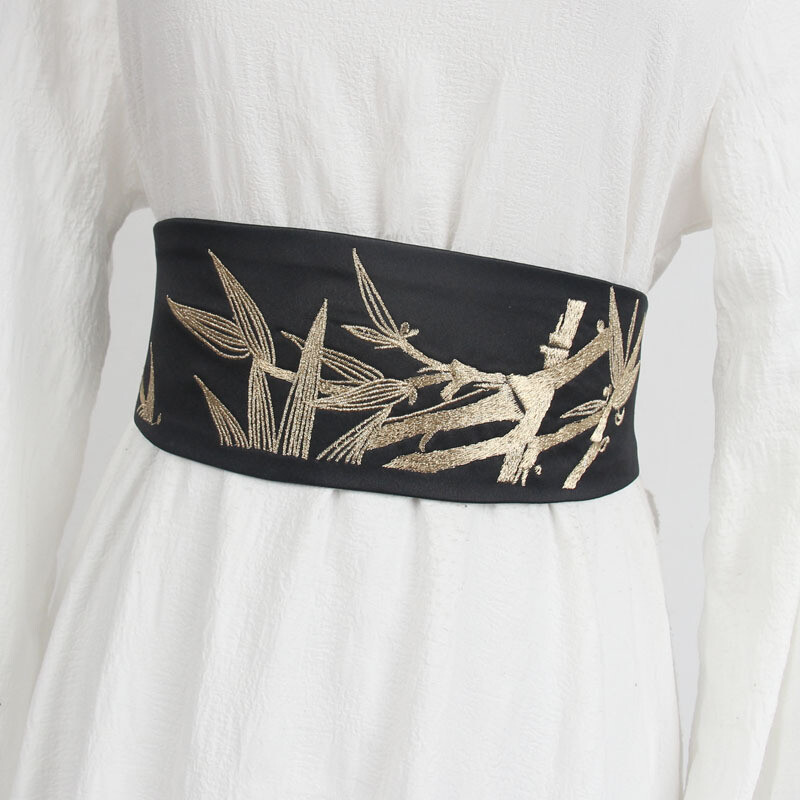 Chinese Satin Embroidered Waist Belt Hanfu Tassel Waist Cincher Obi Sash Chinese Hanfu Belt Tassels Pendant Sash Strap Waist Belts  main image 2