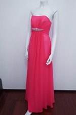 Hot Pink Evening Dress Pleated Beaded Bust Full Length Strapless Formal Gown 