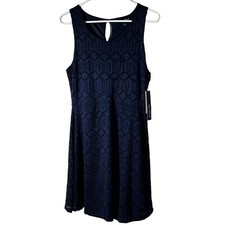 SEQUIN HEARTS NAVY BLUE SLEEVELESS LACE DRESS SIZE Large