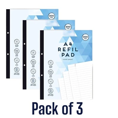 QBL Refill Pad A4 High Quality Lined Paper Wide Ruled Margin Notes Book 200 Pages