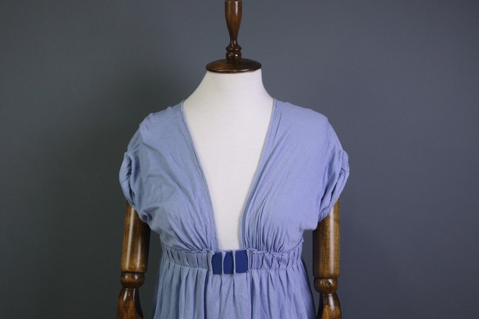 BOTTEGA VENETA blu cotone manica corta collo a cuore taglia 42