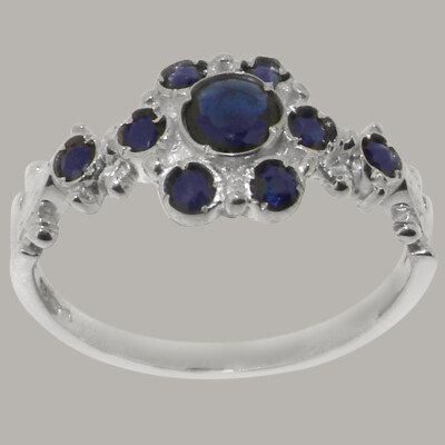 Solid 9ct White Gold Natural Sapphire Womens Ring - Sizes J to Z