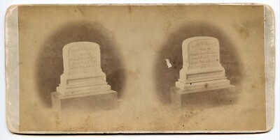 William Barton 's Wife Ann E Barton Grave Worcester MA Cemetery Stereoview Photo