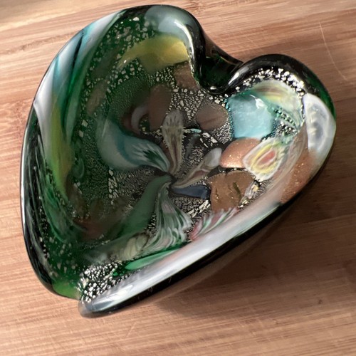 VTG MURANO Ashtray Dish Dino Martens ArT GLaSs Italy Tutti Frutti Eneral Green - Picture 2 of 5