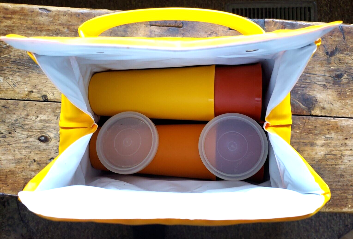 Vintage Tupperware Picnic Pack Hostess Set 80s Yellow Starburst