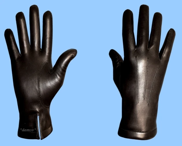 Mens Black Leather Gloves ! SHEARED GENUINE LAMB FUR LINING size 8 or Small