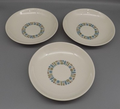 3 Canonsburg Temporama Pottery Coupe Soup Bowls Atomic MCM Retro Design 8 1/4''