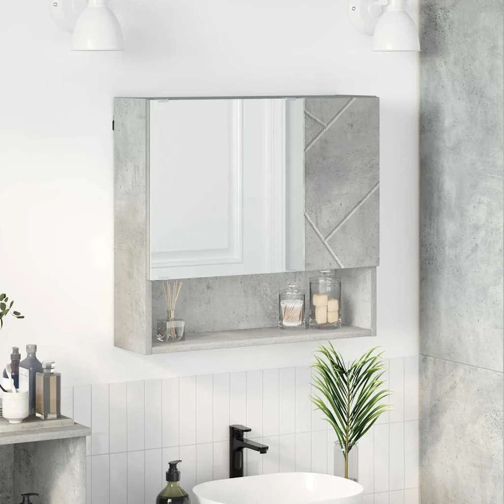 Mirror Cabinet Concrete grey 59 x 17 x 55 cm Engineered wood vidaXL