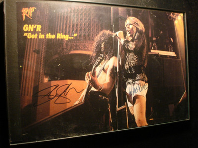 SIGNED AUTOGRAPHED GUNS N ROSES SLASH AND AXL ROSE VINTAGE POSTER FRAMED