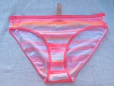 Vintage Victoria s Secret Bikini Rare Panty Bright Melon Signature Stripe XL NWT