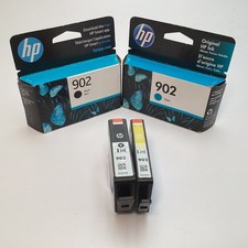 4 Genuine HP 902 Ink Cartridges 2 Black 1 Cyan 1 Yellow Exp 2022 - 2026