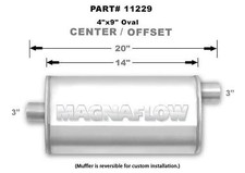 Magnaflow 11229 Muffler - 3 In Offset Inlet - 3 In Center Outlet - 14 X 9 X 4 Magnaflow 11229 Muffler - 3 In Offset Inlet - 3 In Center Outlet - 14 X 9 X 4