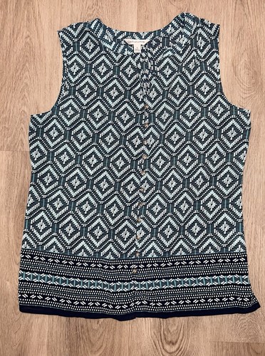 Croft & Barrow Women’s Chiffon Sleeveless Button Down Large Blouse - Picture 3 of 4