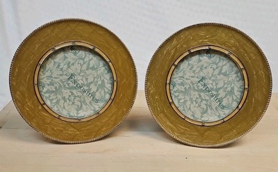 Italian Exposures Picture Frames Set Of Two Metal Crystals Enameled Finish 
