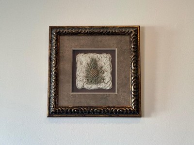 Framed CERAMIC 3D TILE Wall Picture of Pineapple 15 x15  USA