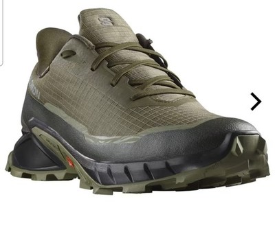 Salomon Alphacross 5 GTX  Olive Night Black Deep Lichen Gore-Tex Sz 9.5  9 1/2