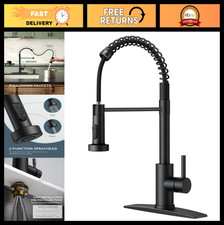 Black Pull Down Kitchen Sink Faucet, High Arc Design, Sprayer, Modern Style