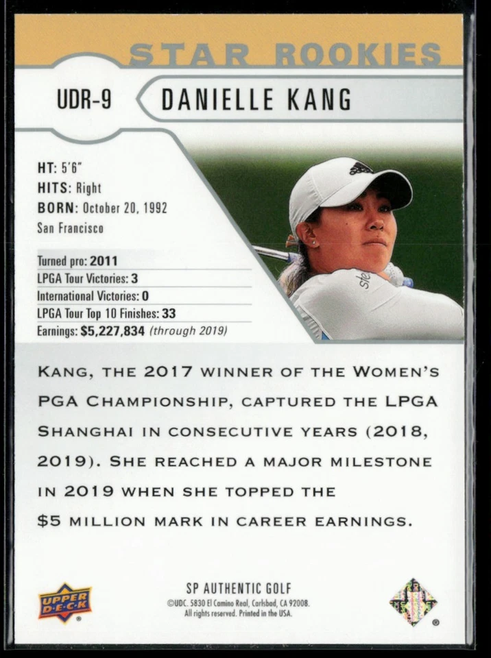 2021 SP Authentic Upper Deck Star Rookies #UDR-9 Danielle Kang RC - Image 2 of 2
