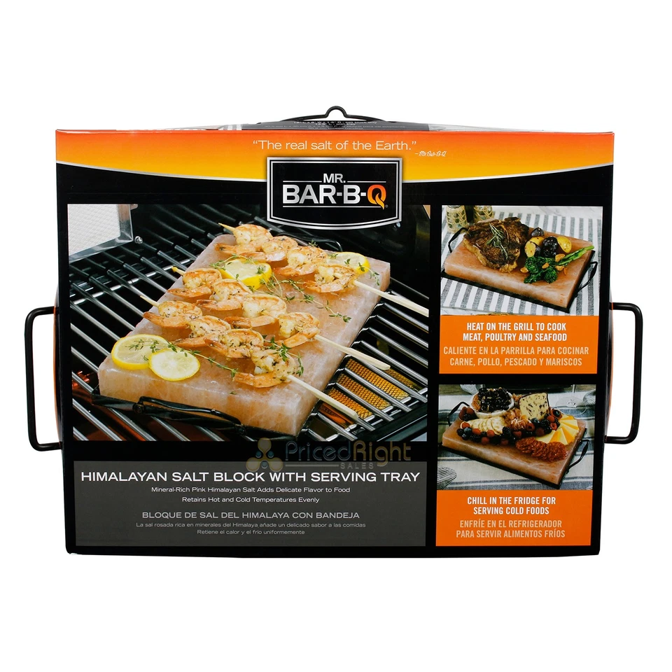 Mr. Bar-B-Q Pink Himalayan Salt Block 12 x 8 Inch Heat Or Chill W/ Serving Tray - Image 4 of 4