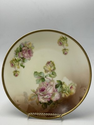 Imperial Austria PSL Empire Hand Painted Gold Trim Antique Plate Roses 9 