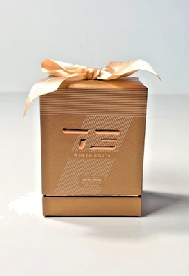 RENZO COSTA Perfume Display Case Gold Bronz 4 x 3 x 2   Empty Box Only ''Line 73''