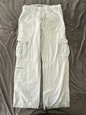 Aeropostale Pants Womens Large White Utility Cargo Wide Leg High Rise Gorpcore