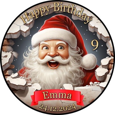 3D Tortenaufleger Geburtstag XMas Weihnachten Weihnachtsmann WN11 (Zuckerpapier)