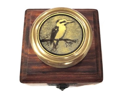 Vintage brass antique compass 2'' Bird compass with wooden box maritime gift