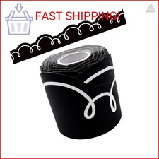 Created Resources Black with White Squiggles Die-Cut Rolled Border Trim - 50ft -