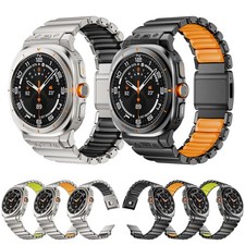 Titanium  Silicone Link Band for Samsung Galaxy Ultra 47mm Watch 8 Classic 46mm