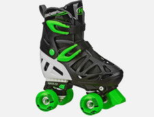 Roller Derby Trac Star Adjustable Skates Kids Beginners Blck/Grn 1373M USA 12-2