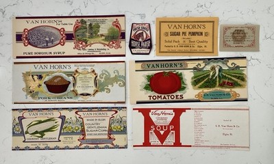 Antique 1890s Unused Paper Canning Labels Van Horns Elgin, Illinois Set/8