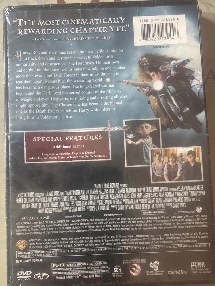 Harry Potter and the Deathly Hallows Part 1 DVD new sealed - Image 2 of 2