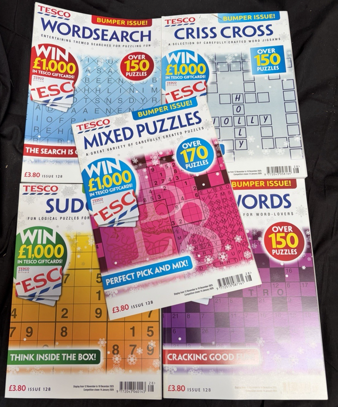 5 X CROSSWORD PUZZLE BOOKS - OVER 150 PUZZLES IN EACH- NEW
