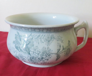 RETRO 8.5" CHAMBER POT PALE BLUE FLORAL DESIGN VGC