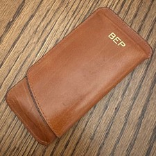 Vintage Monogrammed Leather Eyeglass Slip Case 2 piece holder