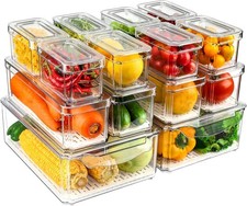 14 Pack Fridge Organizers and Storage - Refrigerator Organizer Bins with Lids