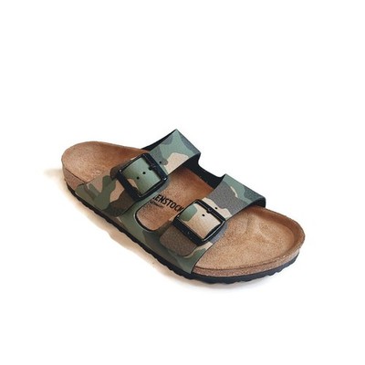 Birkenstock Kids Camouflage Double Strap Sandals - Olive Green Arizona Kids Birko-Flor in Color Desert Soil Geo Camo Core  main image 3