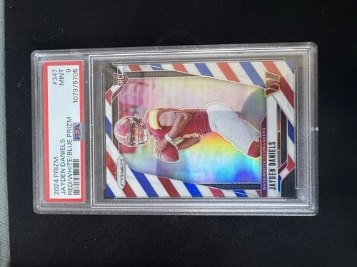 2024 Panini Prizm Jayden Daniels Rookie Red White & Blue #347 PSA 9 Commanders
