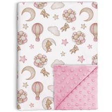 Bear Baby Blanket for Unisex Boys Girls, Pink Bear Soft Minky Blanket with Do...