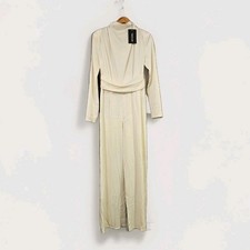 White Satin High Neck Jumpsuit NWT Size 10 Br...