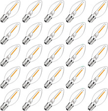 C7 LED Christmas Light Bulbs, 25 Pack Clear Replacement Bulbs, Shatterproof Cera