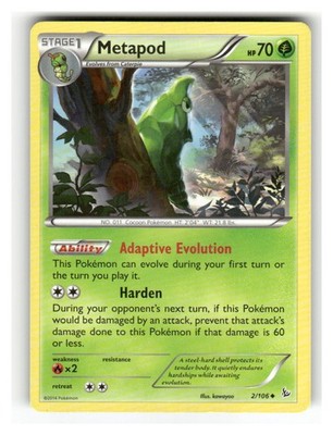 Metapod 2/106 Uncommon Flashfire Pokemon Moderately Played