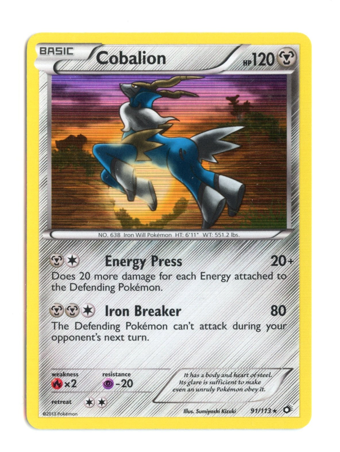 Cobalion 91/113 Holo Rare Holo Legendary Treasures Pokemon MP