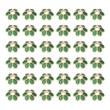 50pcs Enamel Flower Bead Caps 8mm Six-petal for Jewelry Making, Green