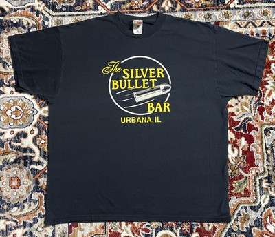 Vintage The Silver Bullet Bar Urbana, Illinois Black T-Shirt size ADULT 2XL XXL